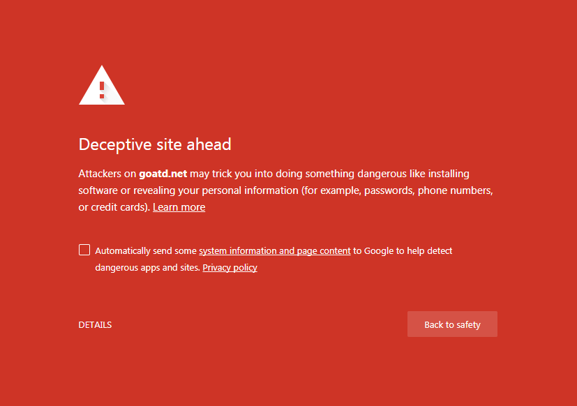 Malware Warning Image