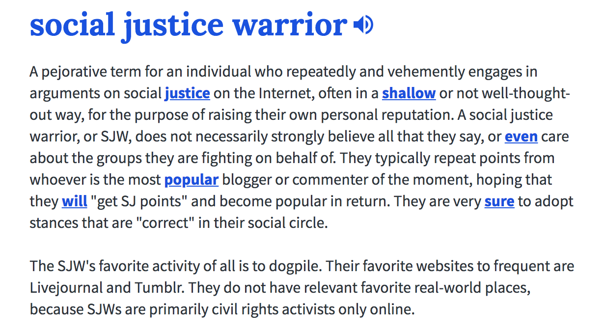 social justice warrior definition