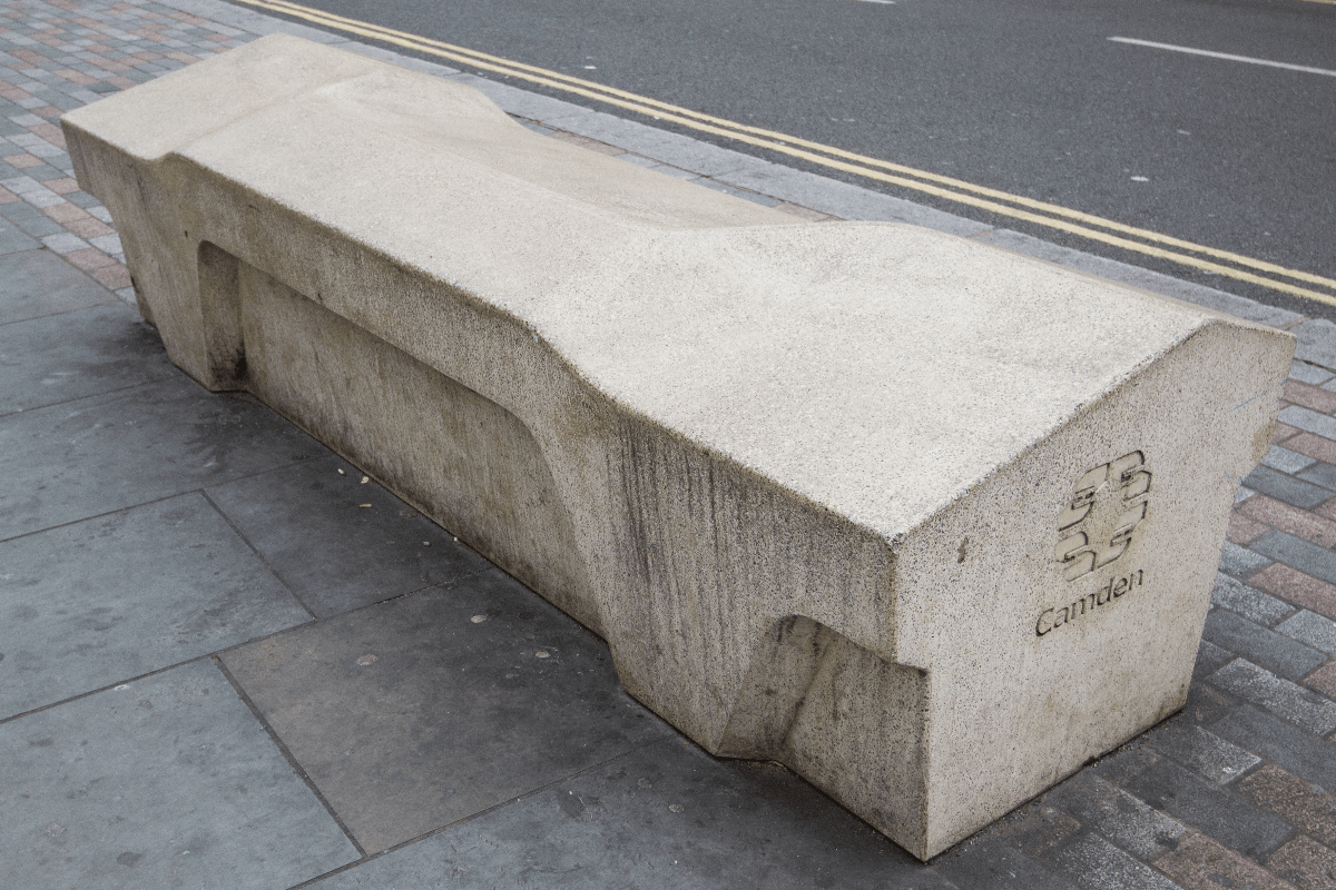 The Camden Bench is an exemplary case of hostile architecture discouraging a range of behaviours and publics