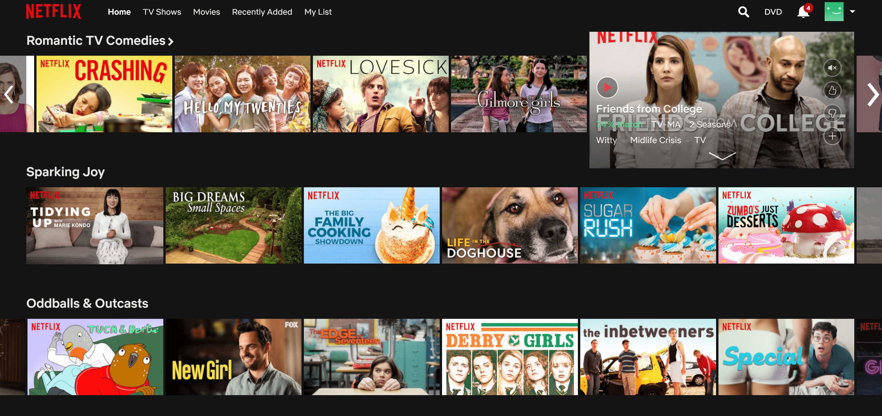 Netflix’s pleasantly categorized catalog