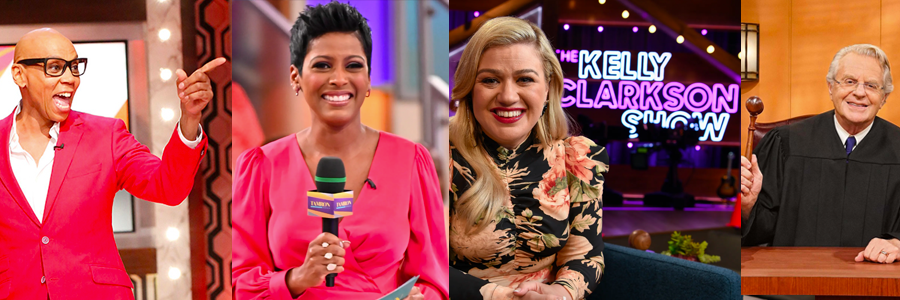 RuPaul, Tamron Hall, Kelly Clarkson, and Jerry Springer from their new talk shows