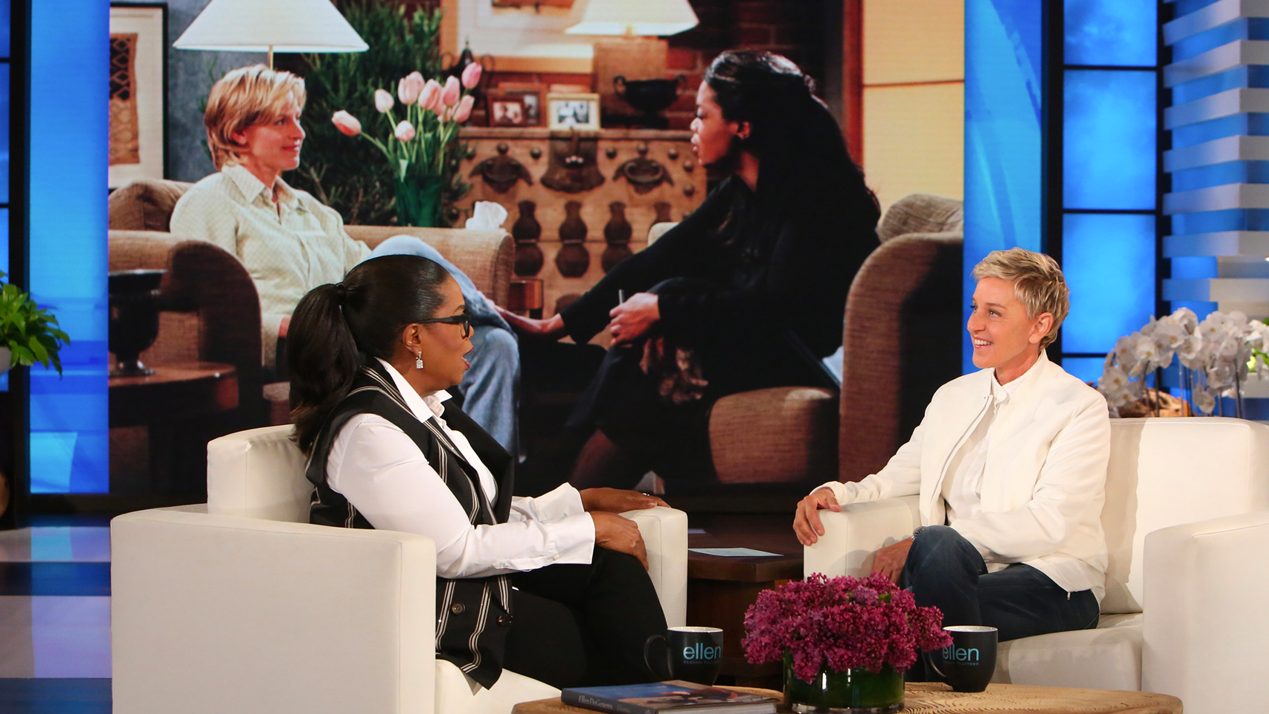 Oprah Winfrey and Ellen DeGeneres on The Ellen DeGeneres Show