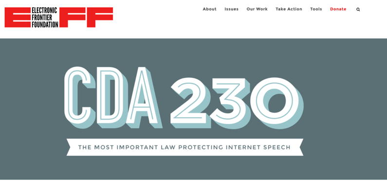 screen grab of the electronic frontier foundation's CDA page