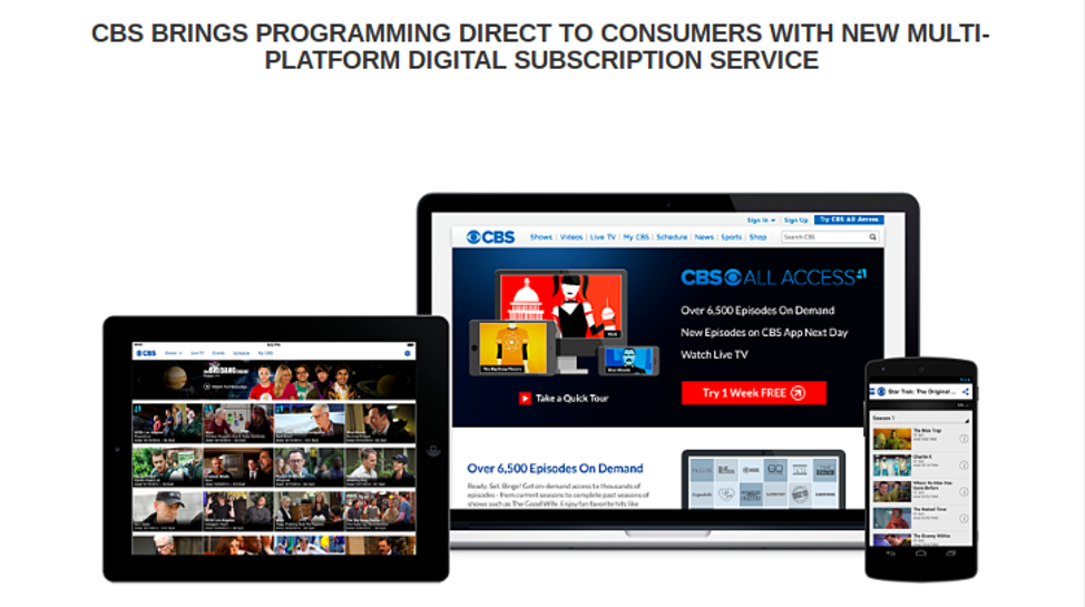 A 2014 press release for CBS All Access
