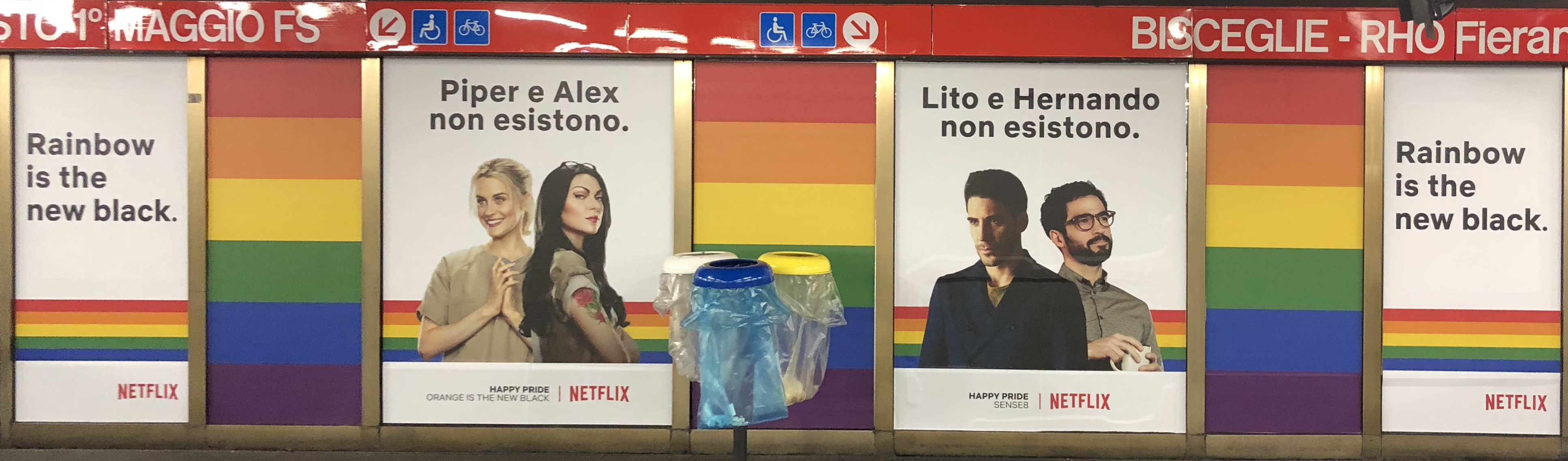 Netflix's posters on the walls of Porta Venezia station