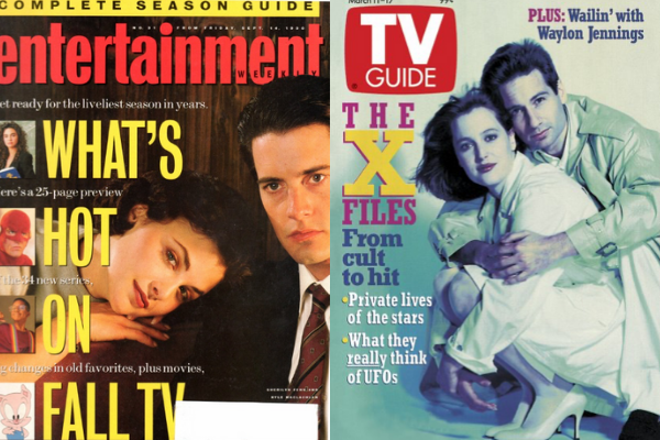 Magazine covers of Twin Peaks and X-Files in the '90s