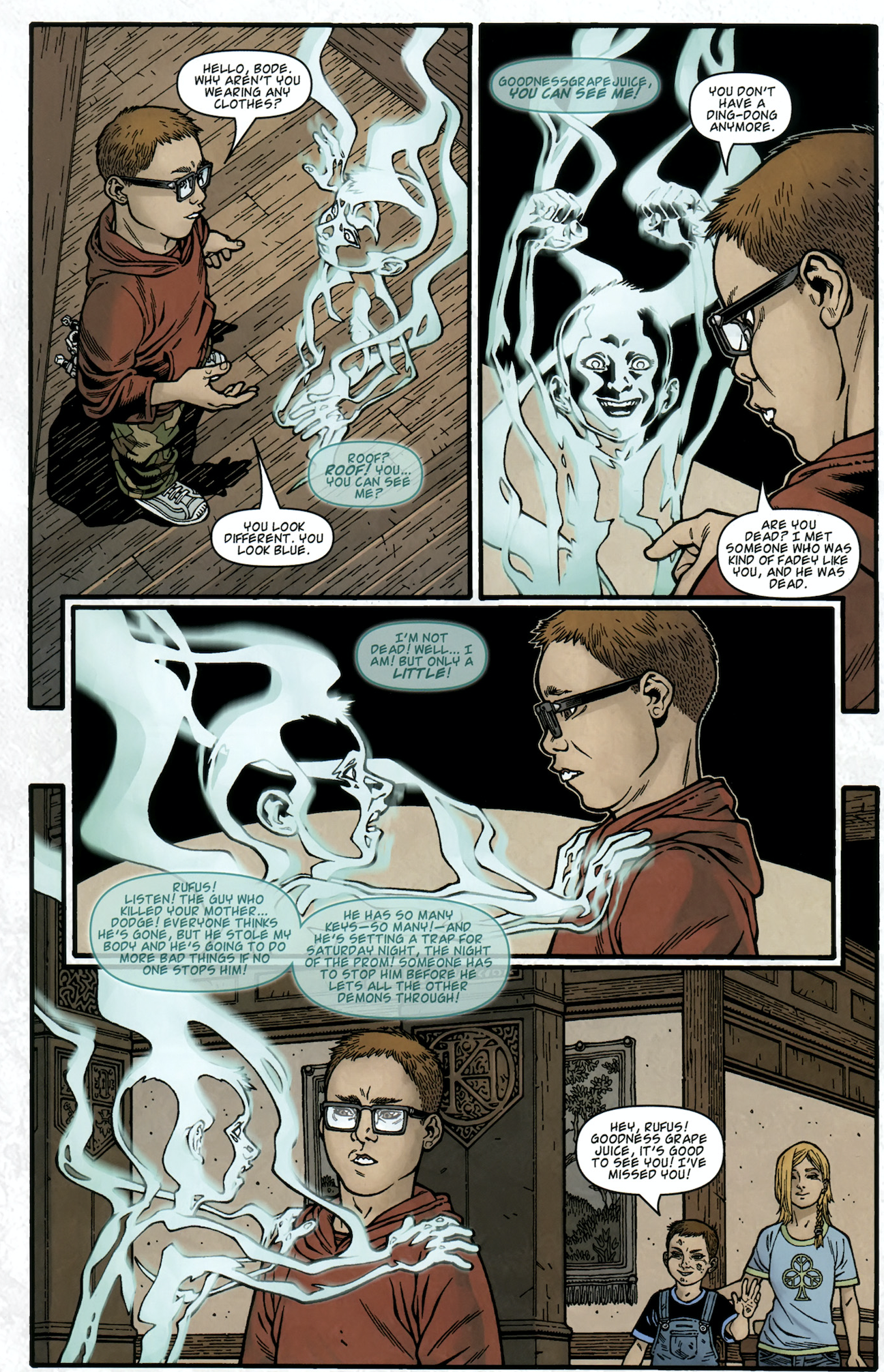 Rufus Whedon speaks with Bodie Locke's specter in the comic