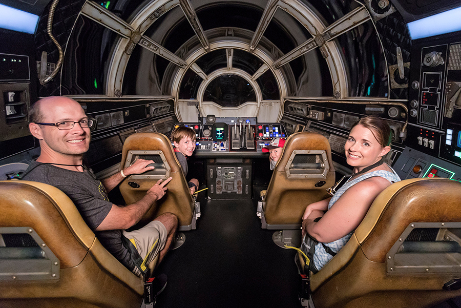 Photo of the 1 millionth rider on the Millennium Falcon ride at Galaxy's Edge