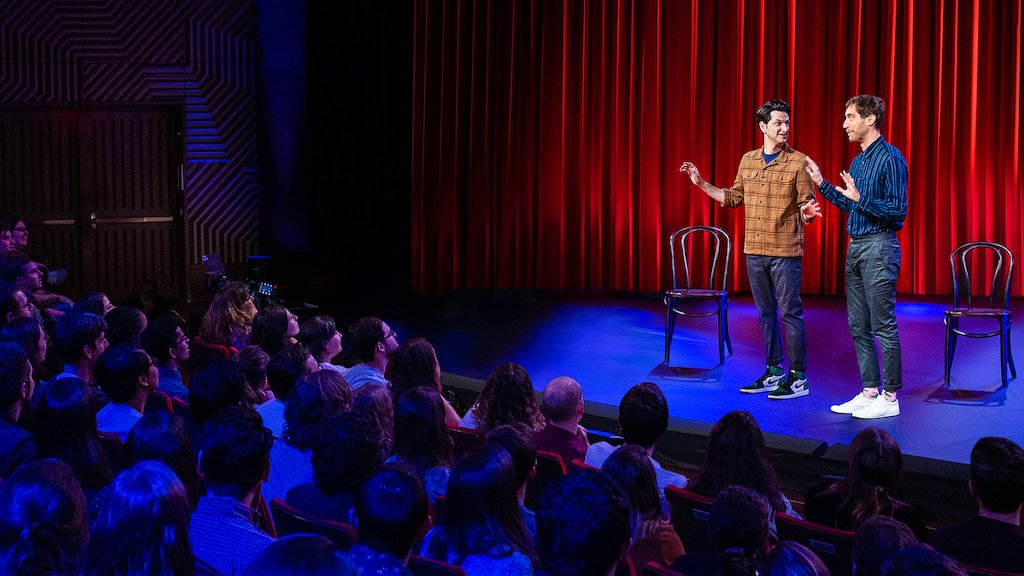 Comedians Thomas Middleditch and Ben Schwartz perform improv comedy in their Netflix special