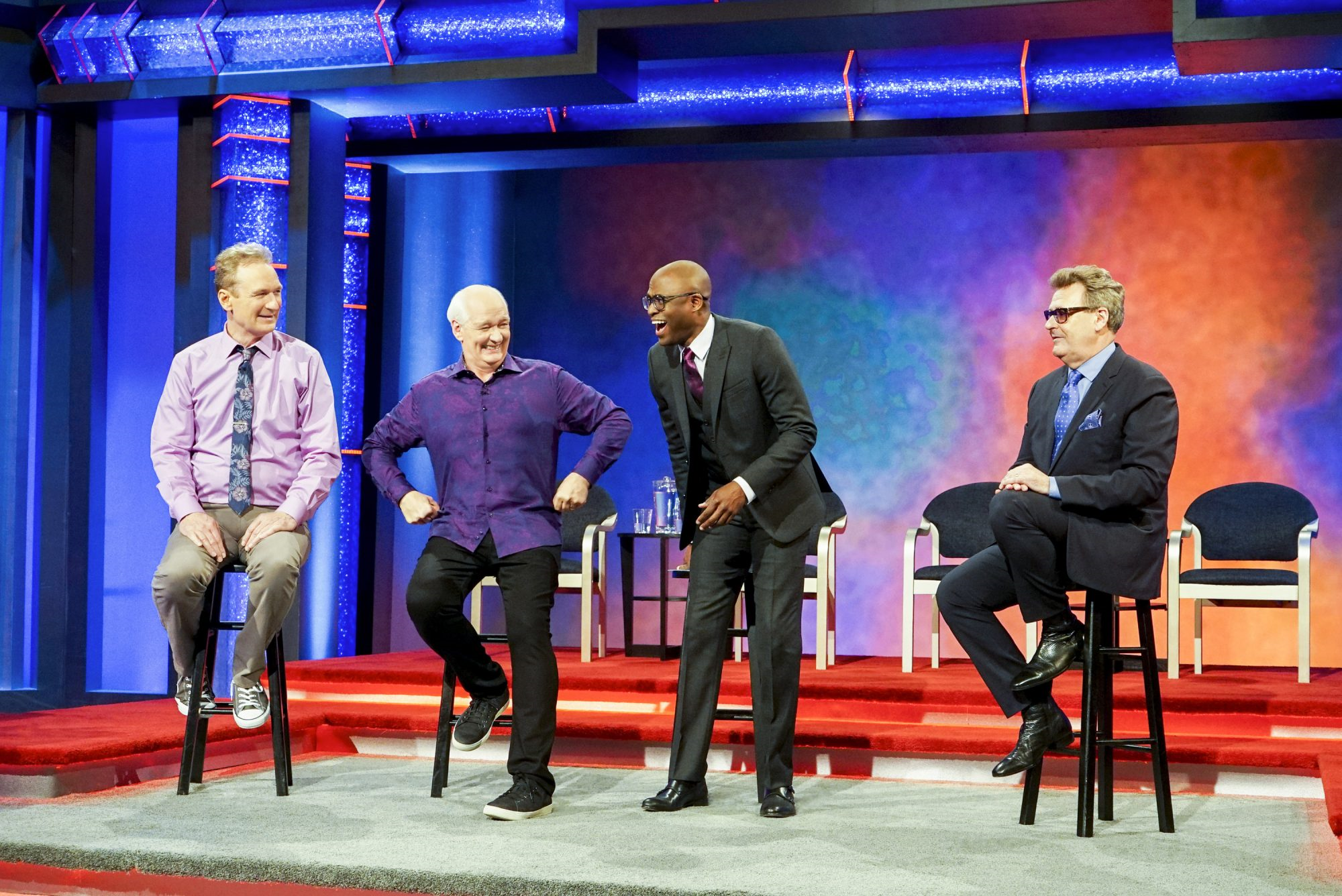 Comedians perform short-form improv on the popular program Whose Line is it Anyway?