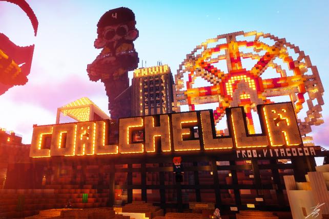 Screenshot of the custom in-game structure built for Open Pit's Coalchella 2018.