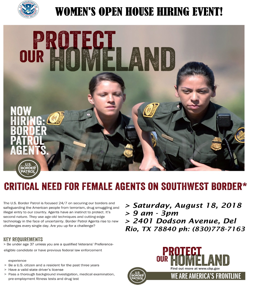 Flyer to recruit female Border Patrol agents to work the Southwest border