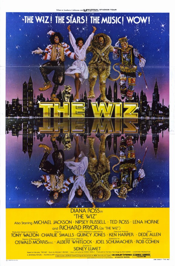 Film poster for The Wiz (1978) featuring the four principal cast members