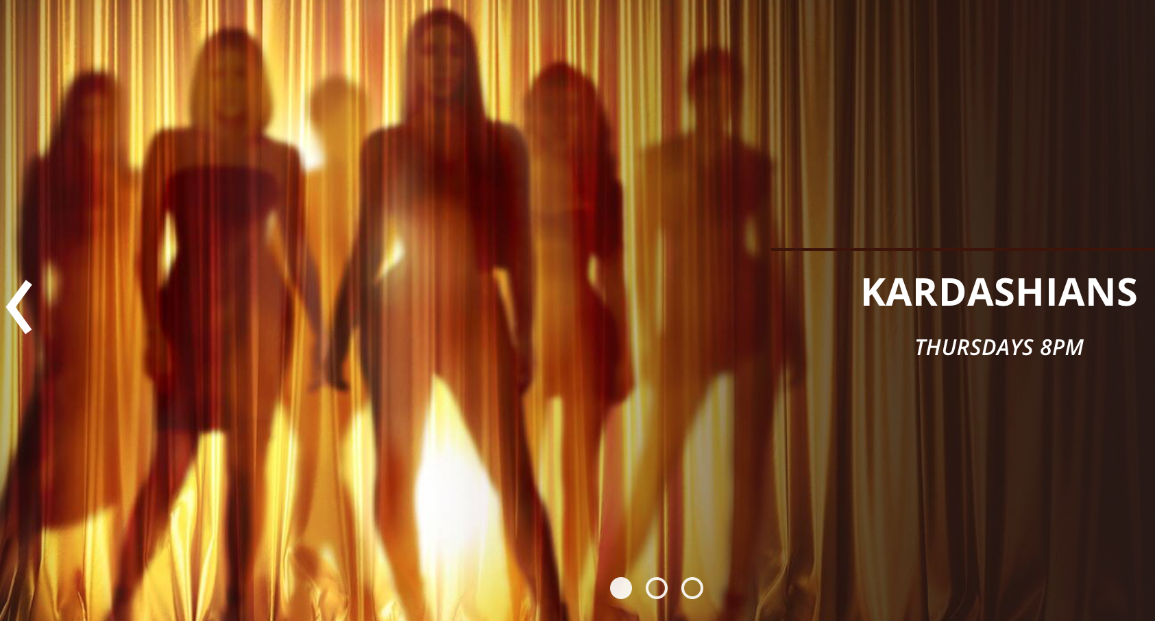 A silhouette of the Kardashian-Jenners behind a yellow curtain with the text Kardashians Thursdays 8PM.