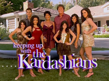 The opening credits of Keeping Up with the Kardashians, featuring 8 of the Kardashian-Jenners standing in front of their home