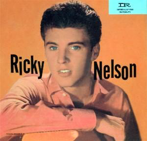 An album cover featuring Ricky Nelson on an orange background