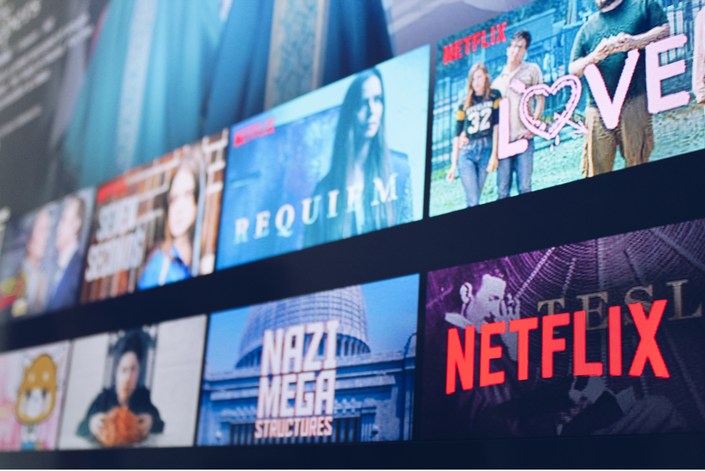 Netflix interface showing Netflix originals and other titles
