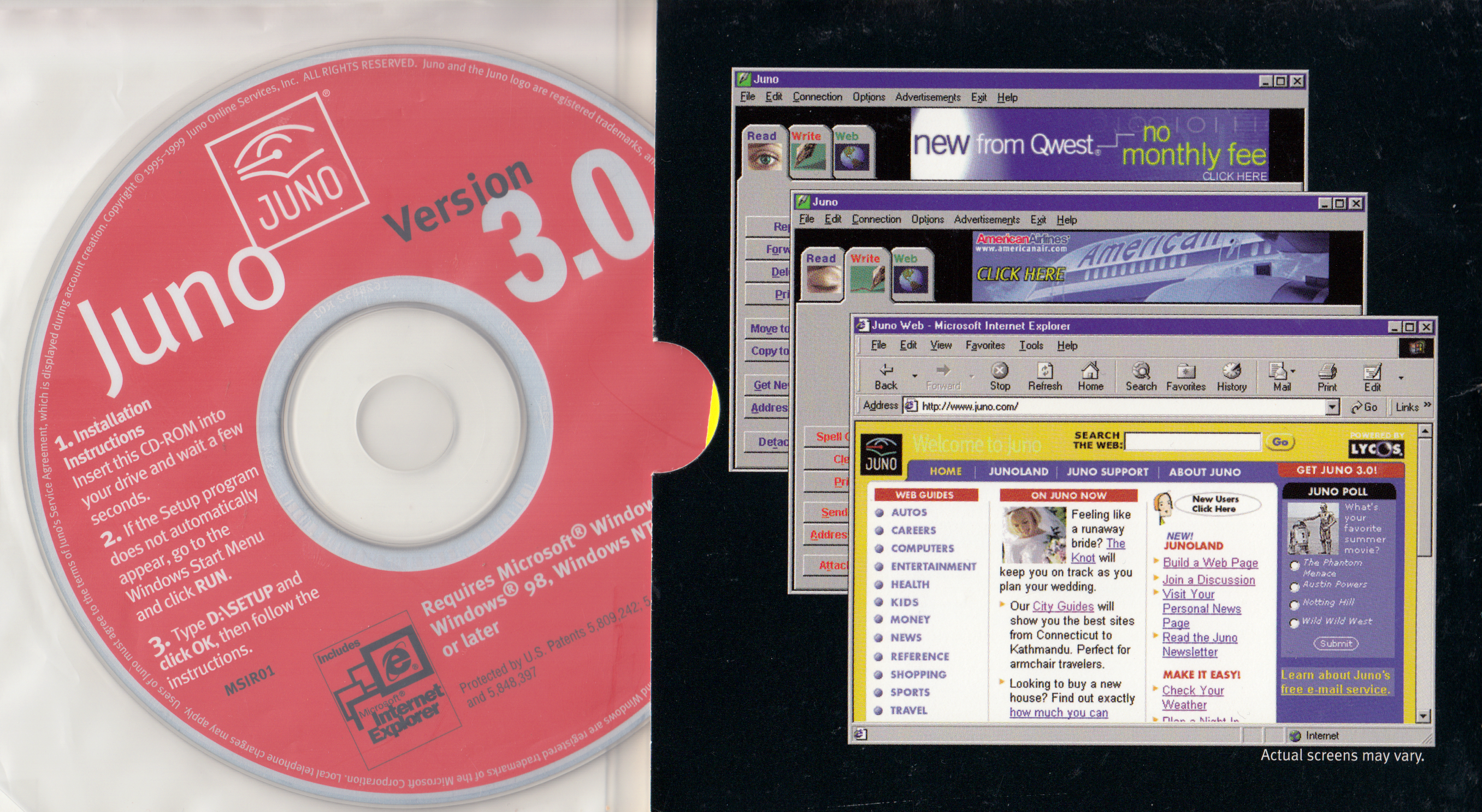 Juno, version 3.0, interior of the CD case, 1999.