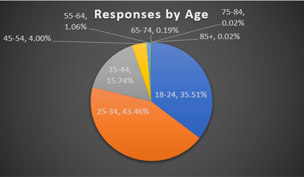 Circle graph showing results of age responses