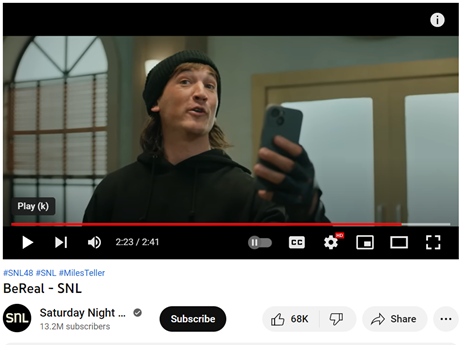 Screenshot of a Saturday Night Live skit featuring SNL