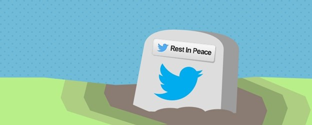tombstone with twitter logo saying 