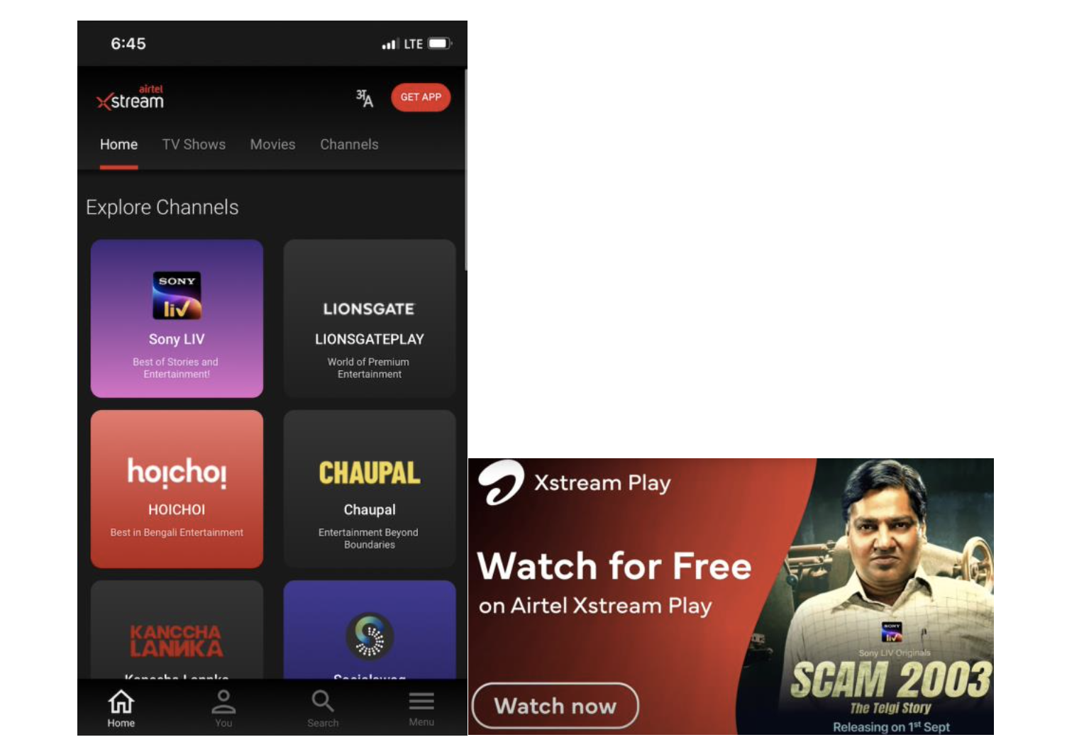 Airtel Xtream bundling streamers and Xstreamers and Xstream play promoting streamer SonyLIV’s show “Scam 2003”