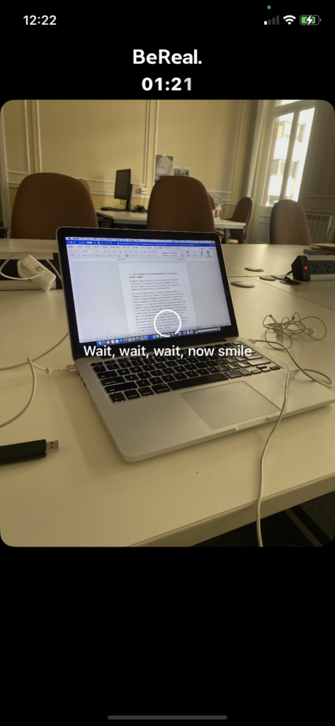 Author's screenshot of the BeReal interface. 