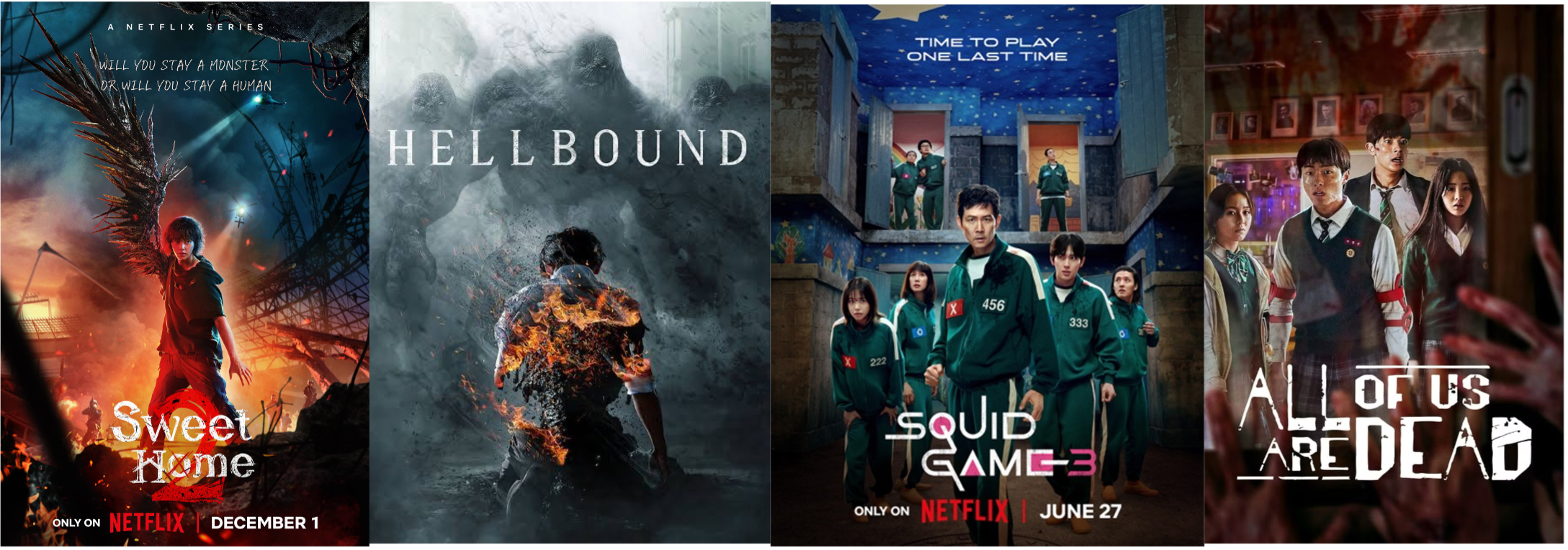 posters for dystopian K-dramas on Netflix