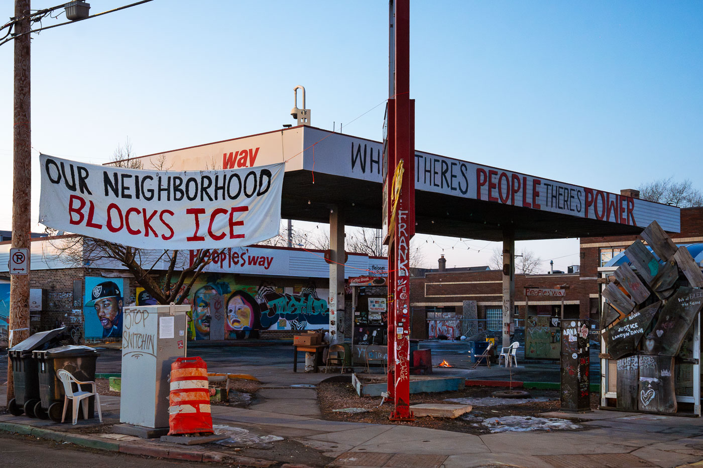 George Floyd Neighborhood With Ice Out Signage