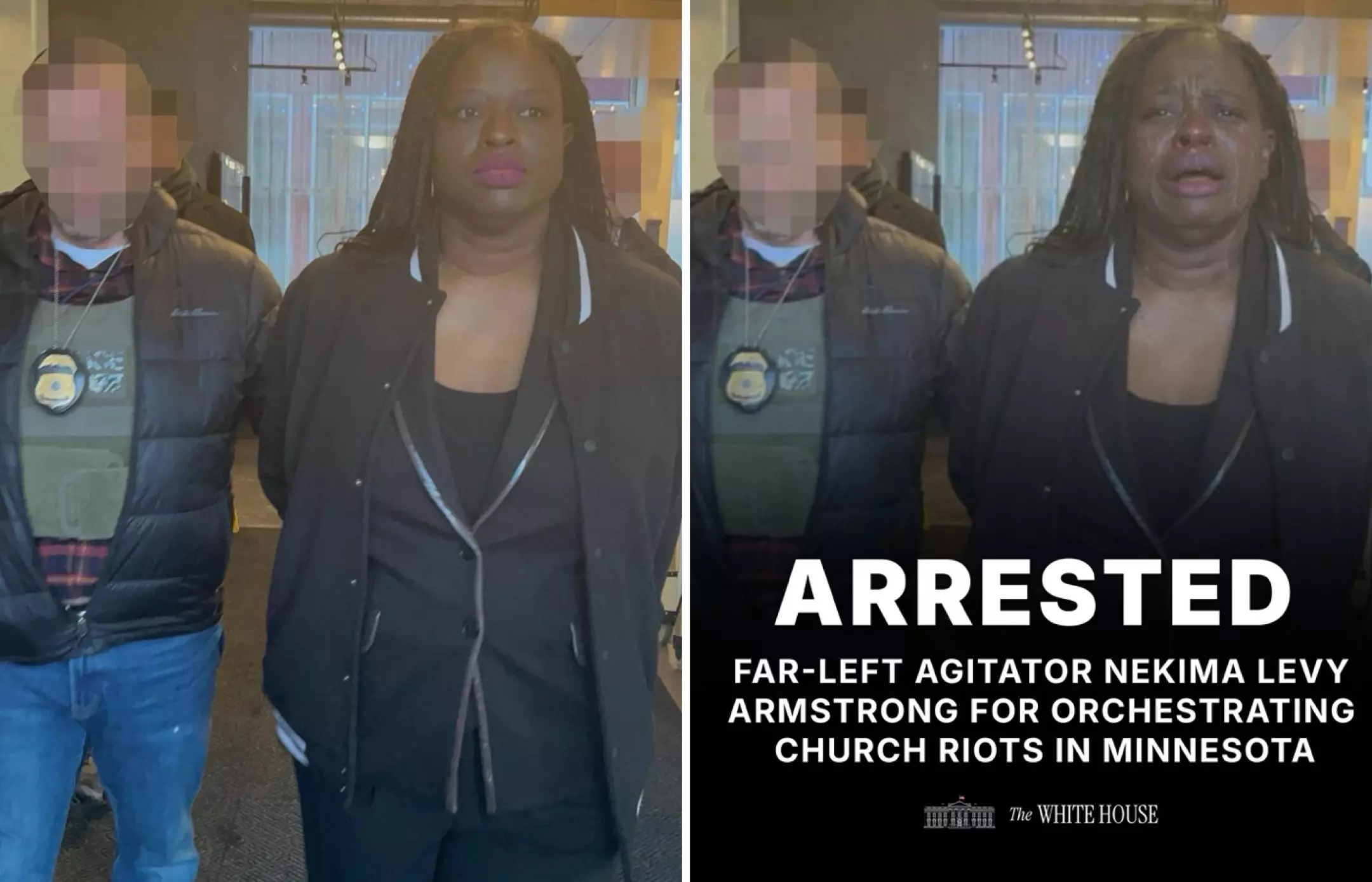 Original arrest photo side-by-side the AI altered one